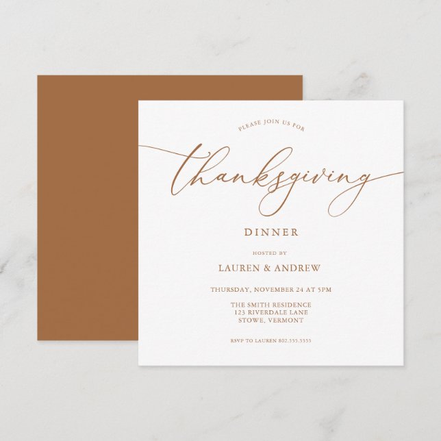 Elegant Thanksgiving Dinner Fall Colours Invitatio (Front/Back)