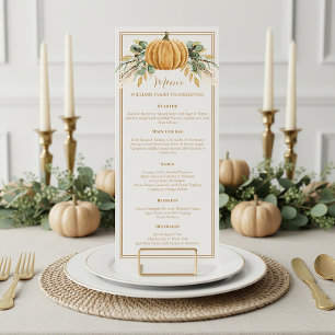 Elegant Thanksgiving Dinner Fall Pumpkin Menu