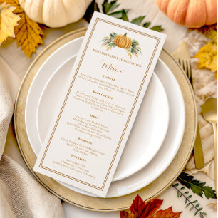 Elegant Thanksgiving Dinner Fall Pumpkin Menu