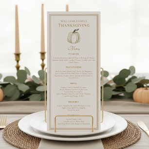 Elegant Thanksgiving Dinner Fall White Pumpkin  Menu