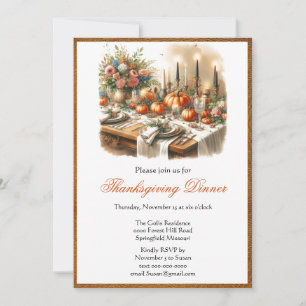 Elegant Thanksgiving Dinner Holiday Invitation