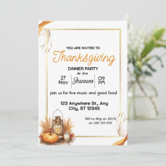 Elegant Thanksgiving Dinner Invitation