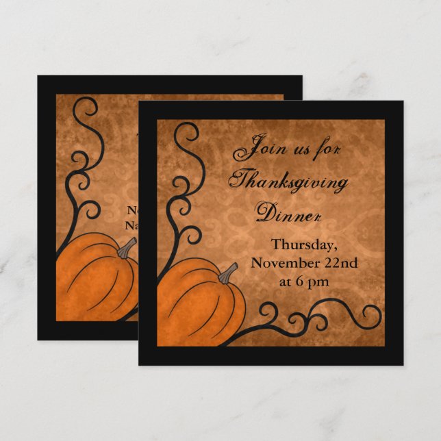 Elegant Thanksgiving dinner Invitation (Front/Back)