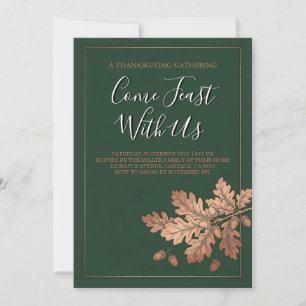 Elegant Thanksgiving Dinner Oak Leaf Invitation