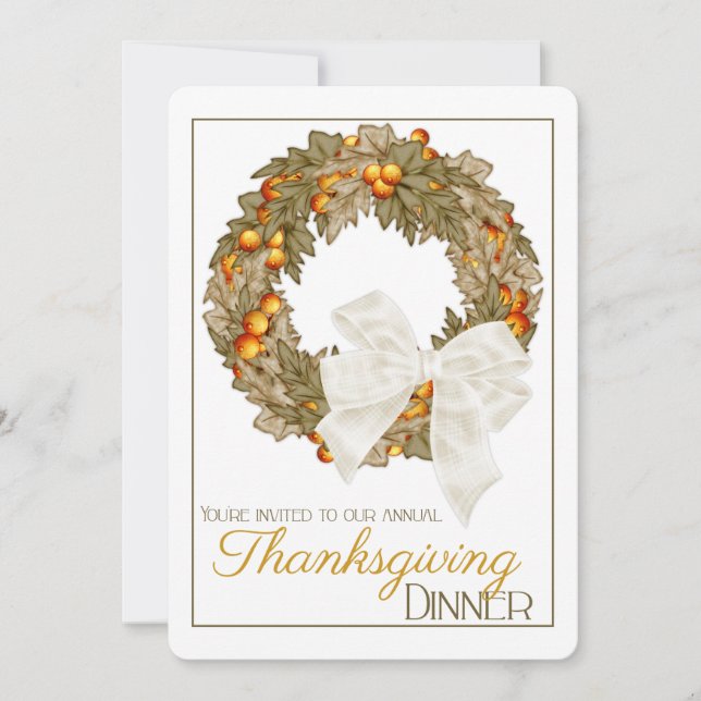 Elegant Thanksgiving Dinner Party Invitation 11 (Front)