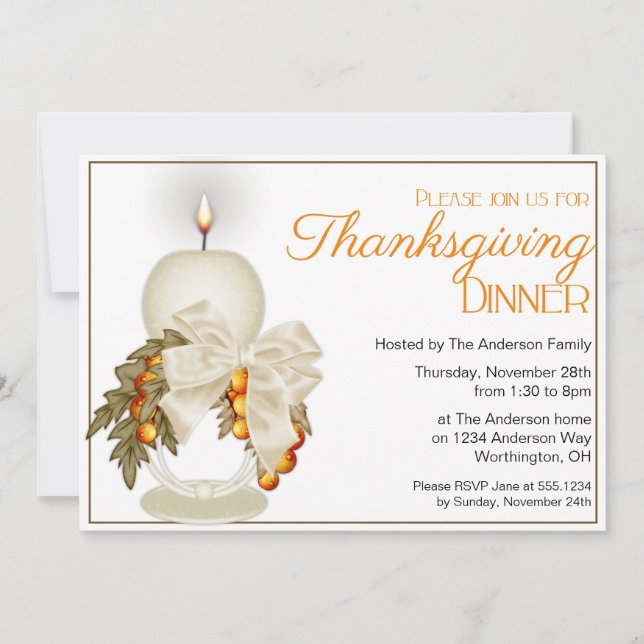 Elegant Thanksgiving Dinner Party Invitation 7 (Front)