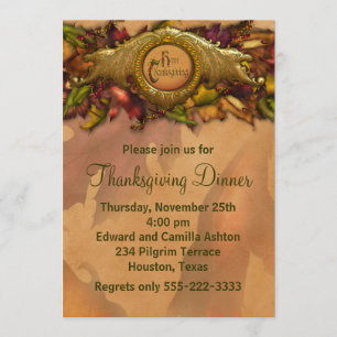 Elegant Thanksgiving Dinner Party Invitations