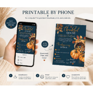 Elegant Thanksgiving Dinner Pumpkin Autumn Leaves  Invitation