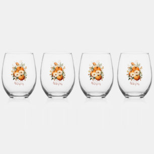 Elegant Thanksgiving Entertaining Stemless Wine Glass