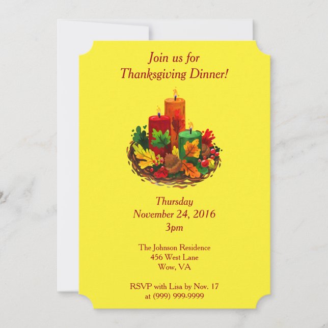 Elegant Thanksgiving Family Dinner  Invitation (Front)