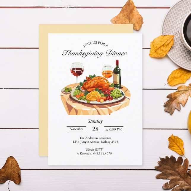 Elegant Thanksgiving Feast Invitation Card (Creator Uploaded)