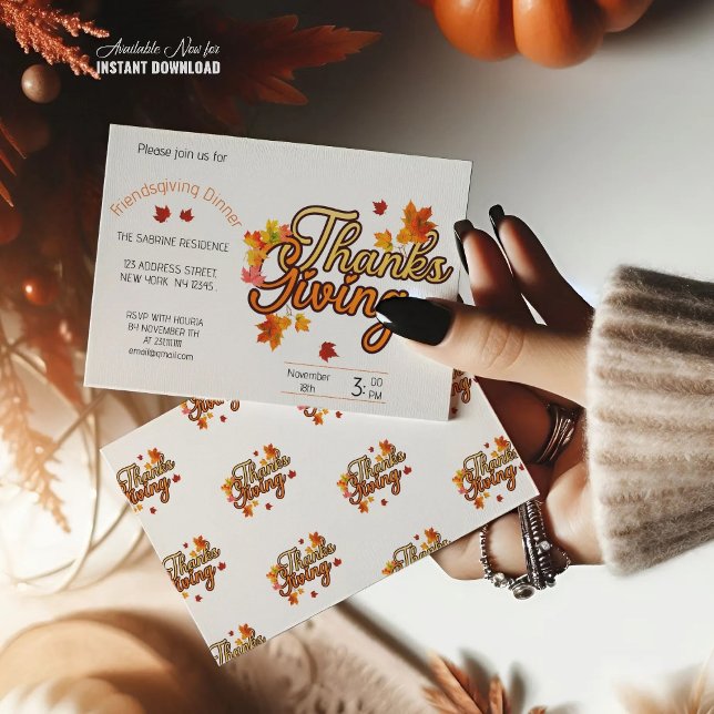 Elegant Thanksgiving foliage autumn fall  Invitation (Creator Uploaded)