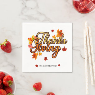 Elegant Thanksgiving foliage autumn fall Napkin