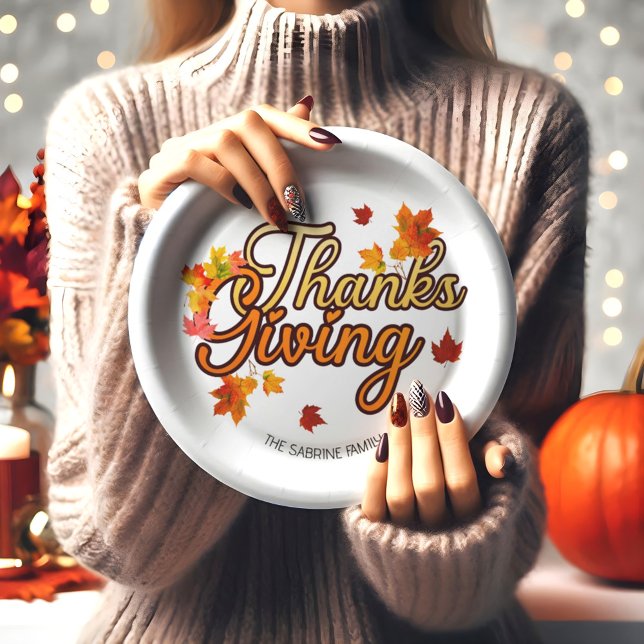 Elegant Thanksgiving foliage autumn fall  Paper Plate (Creator Uploaded)