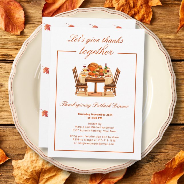 Elegant Thanksgiving Give Thanks Dinner Invitation (Creator Uploaded)