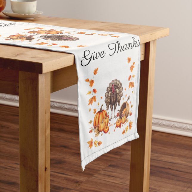 Elegant Thanksgiving "Give Thanks" Table Runner (In Situ)