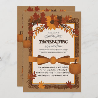 Elegant Thanksgiving Invitation with Autumn Leaves
