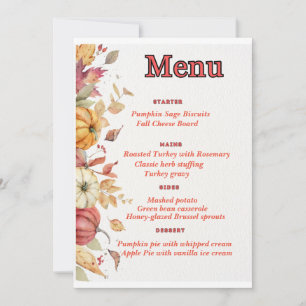 Elegant Thanksgiving Menu  Invitation