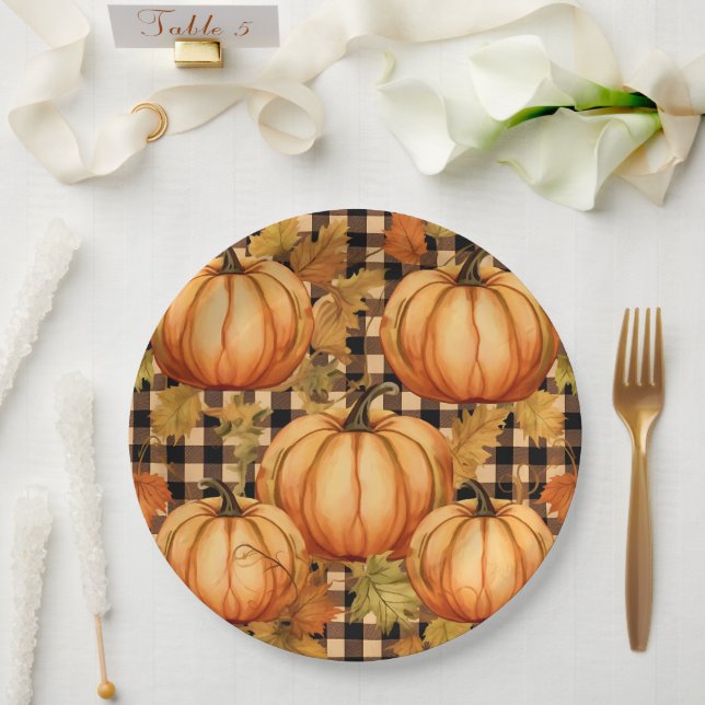 Elegant Thanksgiving Pumpkin Paper Plate (Wedding)