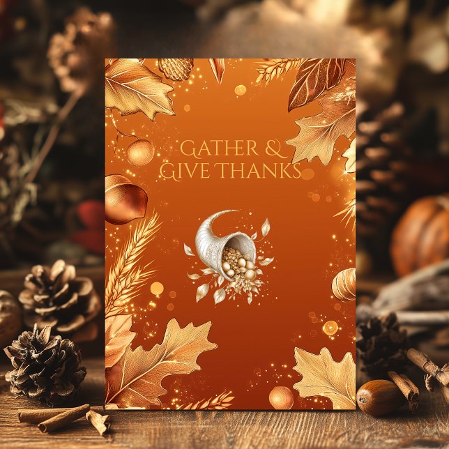 Elegant Thanksgiving with Cornucopia and Autumn  Invitation (Creator Uploaded)