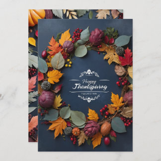Elegant Thanksgiving Wreath Invitation Card