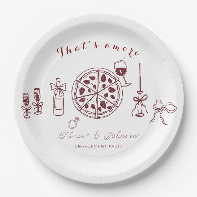 Elegant that’s amore engagement party paper plate (Front)