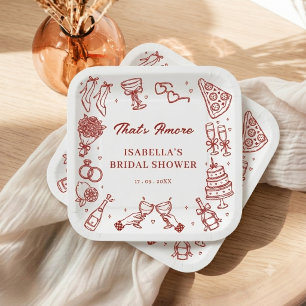 Elegant That's Amore Italian Bridal Shower Pizza Paper Plate