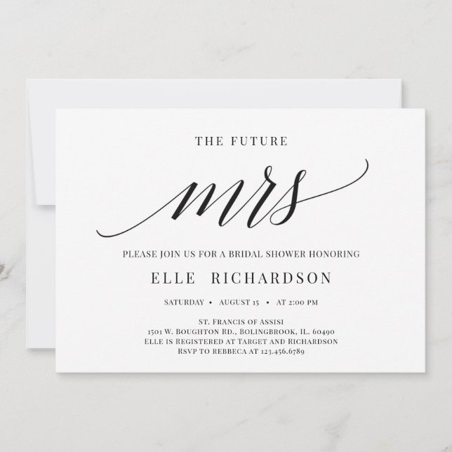 Elegant the future mrs bridal shower invitation (Front)