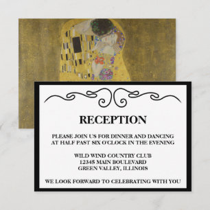 Elegant "The Kiss" Wedding Reception Invitation