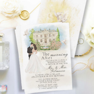 Elegant The Morning After Venue Bride&Groom doves Invitation