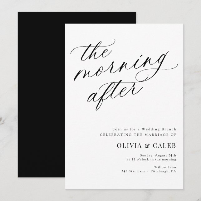Elegant The Morning After Wedding Brunch Invitation (Front/Back)