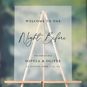 Elegant The Night Before Rehearsal Dinner Frosted  Acrylic Sign