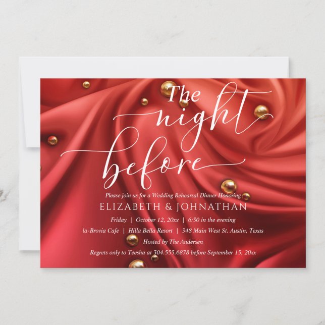 Elegant The Night Before Rehearsal Dinner Invitation (Front)