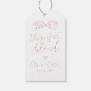 Elegant The Perfect Blend Pink Bow Bridal Shower Gift Tags