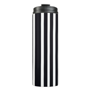 Elegant Thermal Tumbler Black White Striped Art