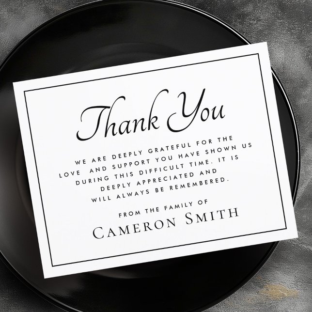 Elegant thin border funeral sympathy thank you card (Elegant thin border funeral sympathy thank you card)