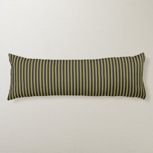 Elegant Thin Gold & Navy Blue Vertical Stripes Body Cushion