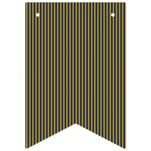 Elegant Thin Gold & Navy Blue Vertical Stripes Bunting (First Flag)