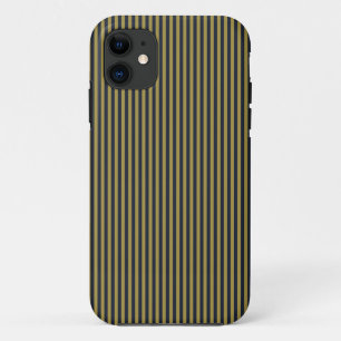 Elegant Thin Gold & Navy Blue Vertical Stripes iPhone 11 Case