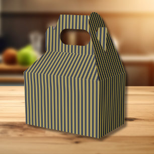 Elegant Thin Gold & Navy Blue Vertical Stripes Favour Box