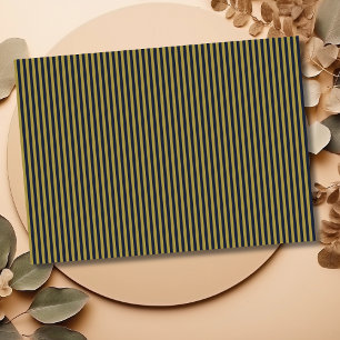 Elegant Thin Gold & Navy Blue Vertical Stripes Tissue Paper