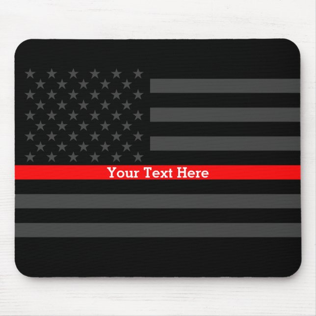 Elegant Thin Red Line Personalised Black US Flag Mouse Mat (Front)