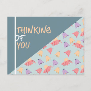 Elegant Thinking Of You Bell Flowers In Green Postcard