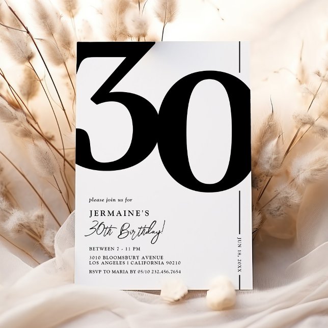 Elegant Thirty 30th Birthday Party Invitation (Creator Uploaded)
