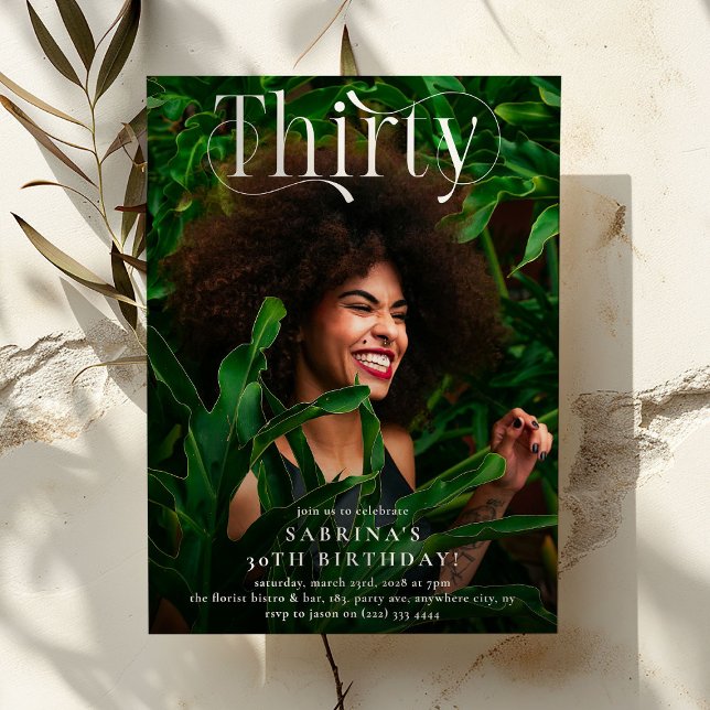 Elegant THIRTY Photo 30th Birthday Party Invitation (Creator Uploaded)