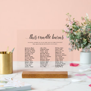 Elegant This Candle Burns Class Reunion Memorial Acrylic Sign