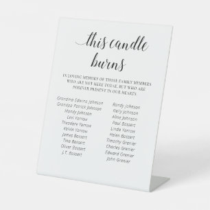 Elegant This Candle Burns Family Reunion Memorial Pedestal Sign