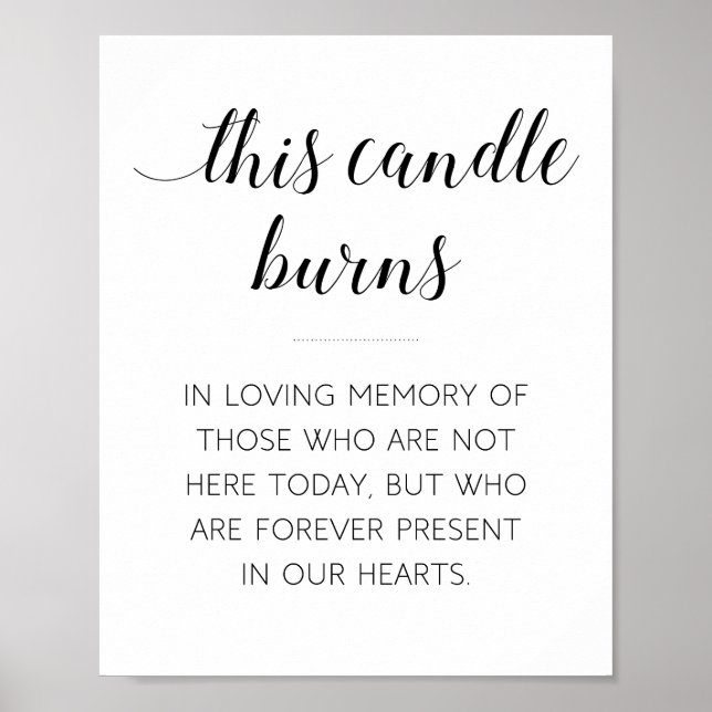 Elegant This Candle Burns Memorial Wedding Poster (Front)