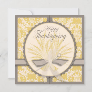 Elegant Thistle and Wheat Thanksgiving Invitation