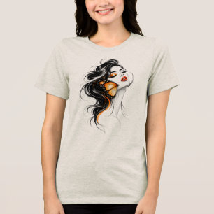 Elegant Three Butterfly Abstract Art Tri-Blend Shirt